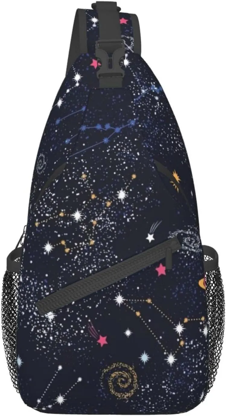 Constellation Star Clusters Galaxies Unisex Casual Diagonal Chest Bag,Multipurpose Crossbody Shoulder Bag Travel Hiking Daypack