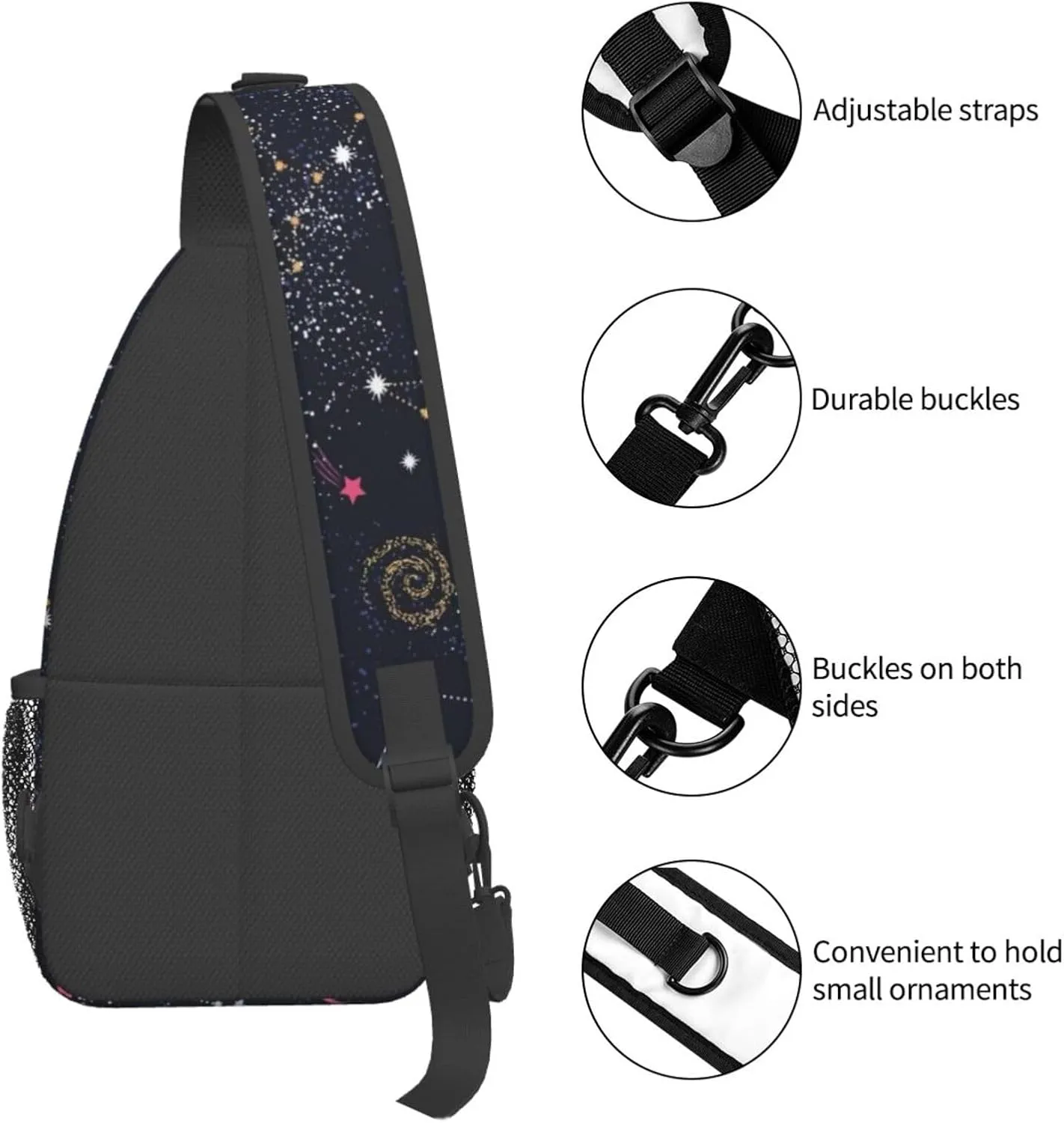 Constellation Star Clusters Galaxies Unisex Casual Diagonal Chest Bag,Multipurpose Crossbody Shoulder Bag Travel Hiking Daypack