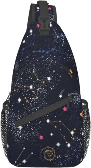 Constellation Star Clusters Galaxies Unisex Casual Diagonal Chest Bag,Multipurpose Crossbody Shoulder Bag Travel Hiking Daypack
