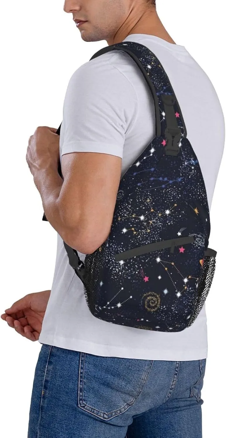 Constellation Star Clusters Galaxies Unisex Casual Diagonal Chest Bag,Multipurpose Crossbody Shoulder Bag Travel Hiking Daypack