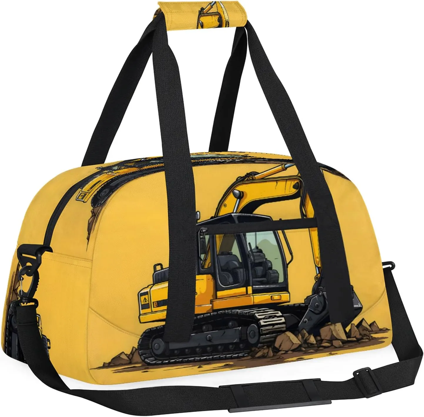 Construction Excavator Bulldozer Construction Vehicle Small Gym Bag 18 inch Carry On Duffel Bag for Weekender Travel Sports Workout Yoga Gymnastics Dance Ballet