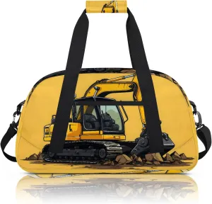 Construction Excavator Bulldozer Construction Vehicle Small Gym Bag 18 inch Carry On Duffel Bag for Weekender Travel Sports Workout Yoga Gymnastics Dance Ballet