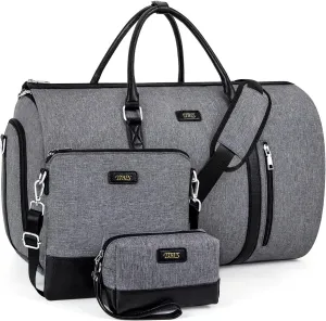 Convertible Garment Duffel Bag for Travel - Carry On Garment Bags With Toiletry Bag Large Weekender Bag for Men Women 2 in 1 Hanging Suitcase Suit Travel Duffel Overnight Bags 4pcs Set