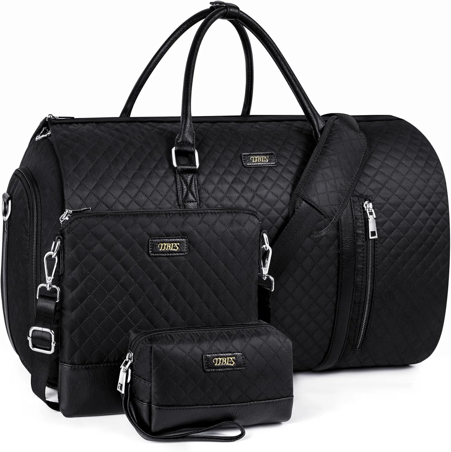 Convertible Garment Duffel Bag for Travel - Carry On Garment Bags With Toiletry Bag Large Weekender Bag for Men Women 2 in 1 Hanging Suitcase Suit Travel Duffel Overnight Bags 4pcs Set