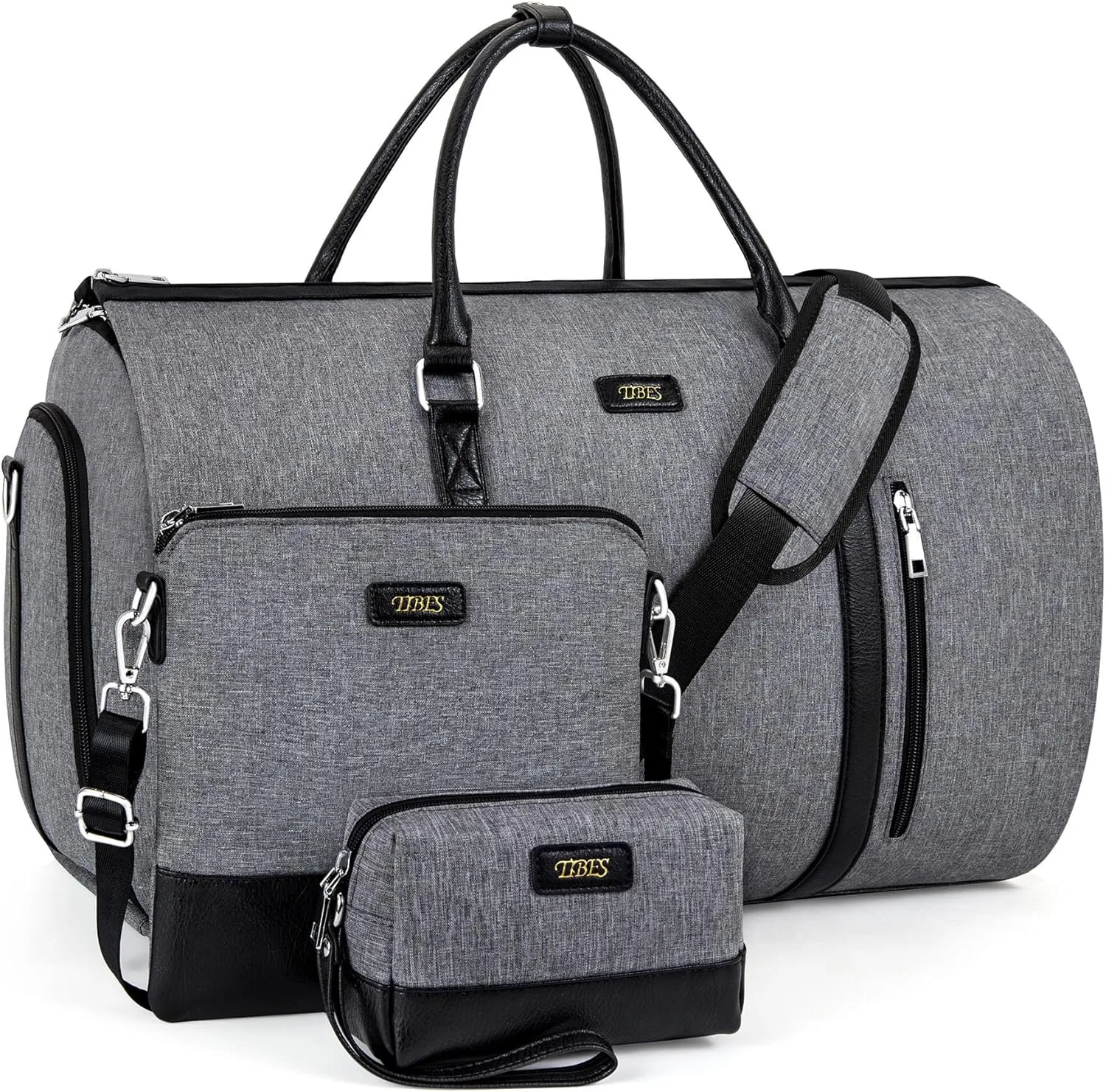 Convertible Garment Duffel Bag for Travel - Carry On Garment Bags With Toiletry Bag Large Weekender Bag for Men Women 2 in 1 Hanging Suitcase Suit Travel Duffel Overnight Bags 4pcs Set
