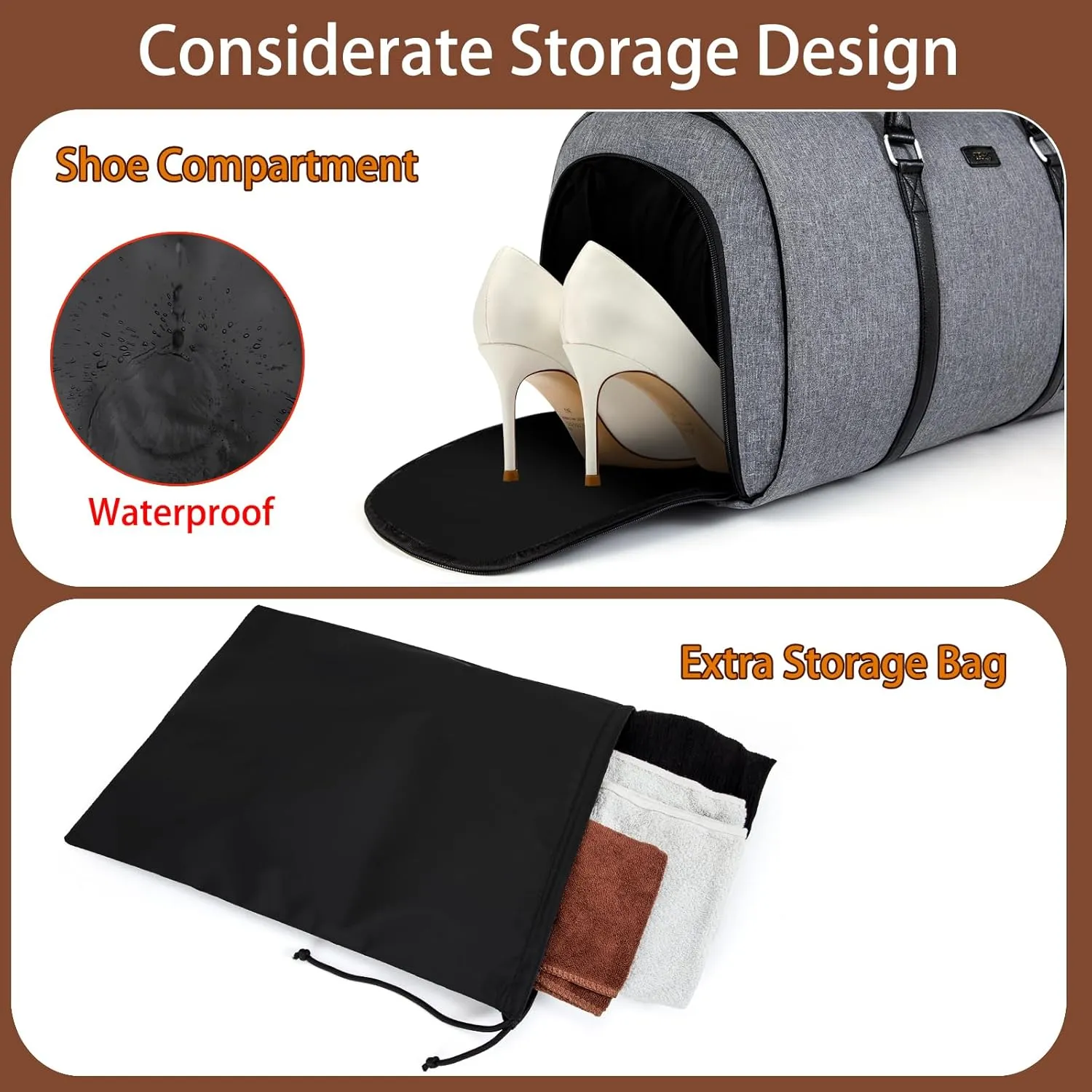 Convertible Garment Duffel Bag for Travel - Carry On Garment Bags With Toiletry Bag Large Weekender Bag for Men Women 2 in 1 Hanging Suitcase Suit Travel Duffel Overnight Bags 4pcs Set