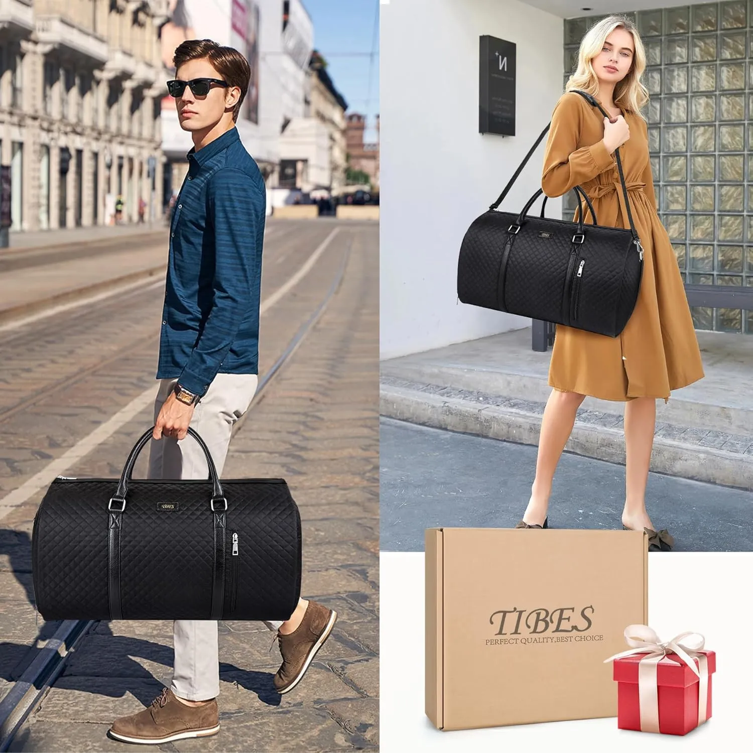 Convertible Garment Duffel Bag for Travel - Carry On Garment Bags With Toiletry Bag Large Weekender Bag for Men Women 2 in 1 Hanging Suitcase Suit Travel Duffel Overnight Bags 4pcs Set