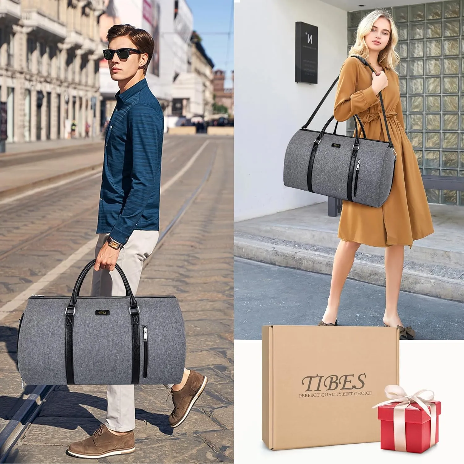 Convertible Garment Duffel Bag for Travel - Carry On Garment Bags With Toiletry Bag Large Weekender Bag for Men Women 2 in 1 Hanging Suitcase Suit Travel Duffel Overnight Bags 4pcs Set