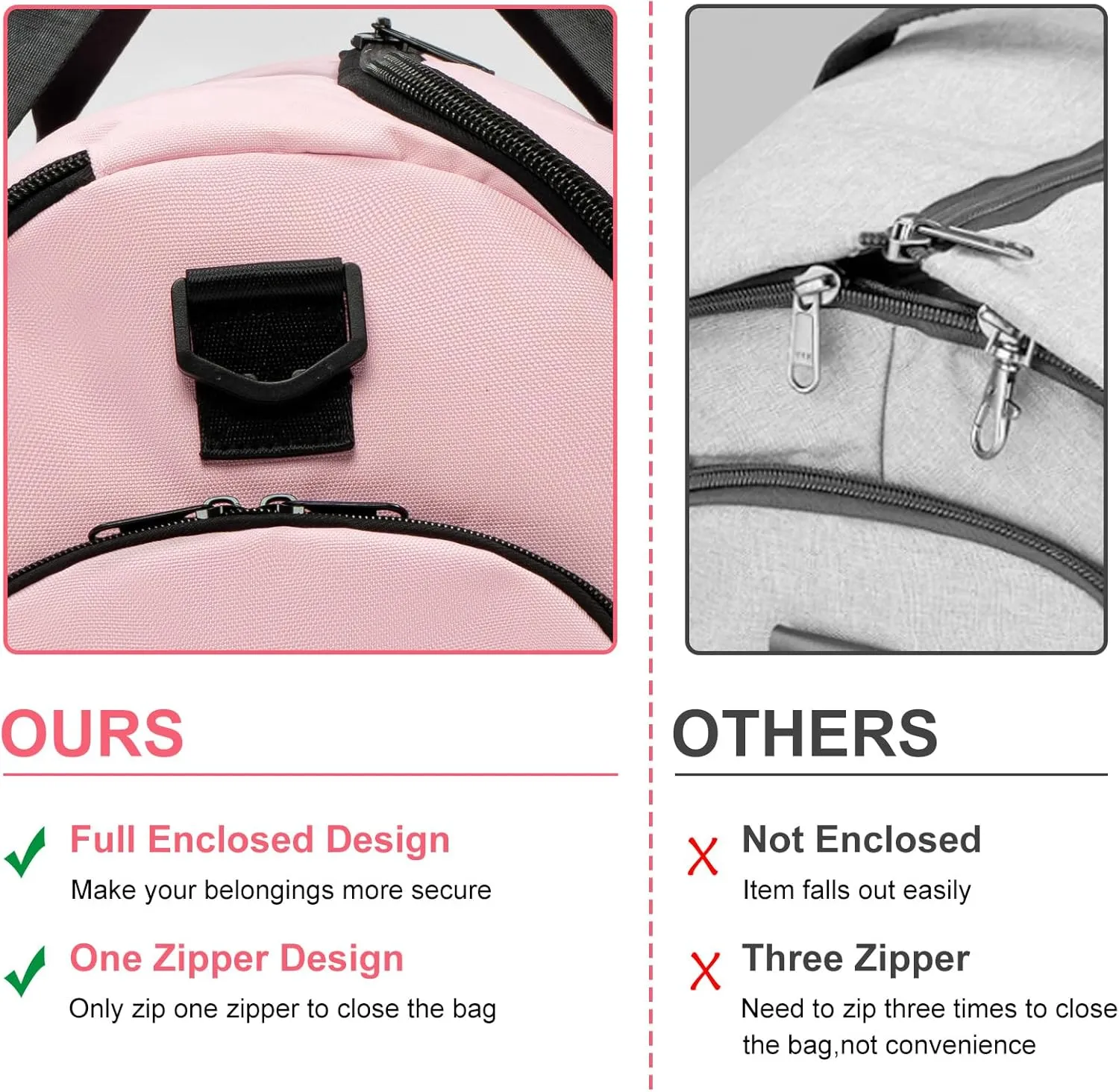 Convertible Garment Duffel Bag with Shoe Compartment,ZALUPRI Carry on Garment Bag for Men Women 2 in 1 Hanging Suitcase Suit Weekend Travel Bag, Pink