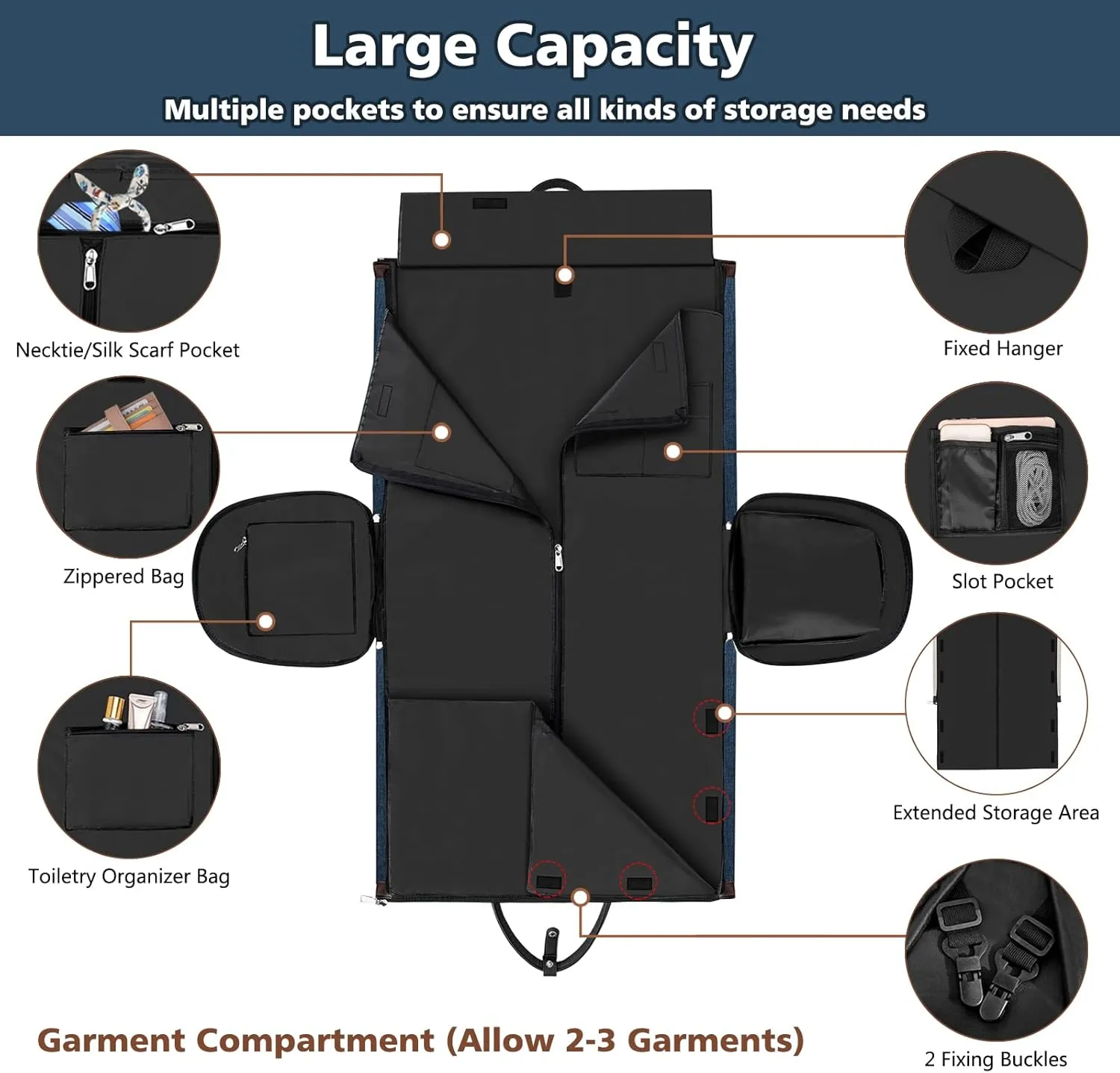 Convertible Garment Duffle Bags for Travel - Carry on Garment Bag for Men Women Large Travel Duffel Bag with Crossbody Bag 4pcs Set, 2 in 1 Hanging Suit Dress Clothes Travel Bag