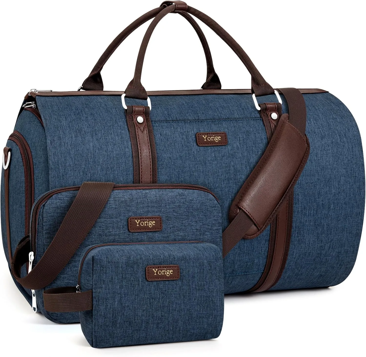 Convertible Garment Duffle Bags for Travel - Carry on Garment Bag for Men Women Large Travel Duffel Bag with Crossbody Bag 4pcs Set, 2 in 1 Hanging Suit Dress Clothes Travel Bag
