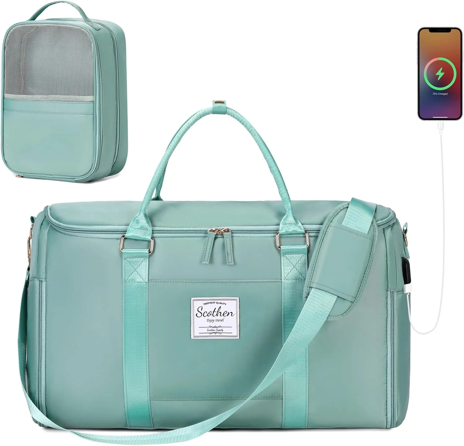 Convertible Travel Garment Bag, Carry On Garment Duffle Bag with Toiletry and Shoe bag, Garment Bags for Travel, 2 in 1 Hanging Dress Suitcase Suit Travel Bags for Women with USB Charging Port