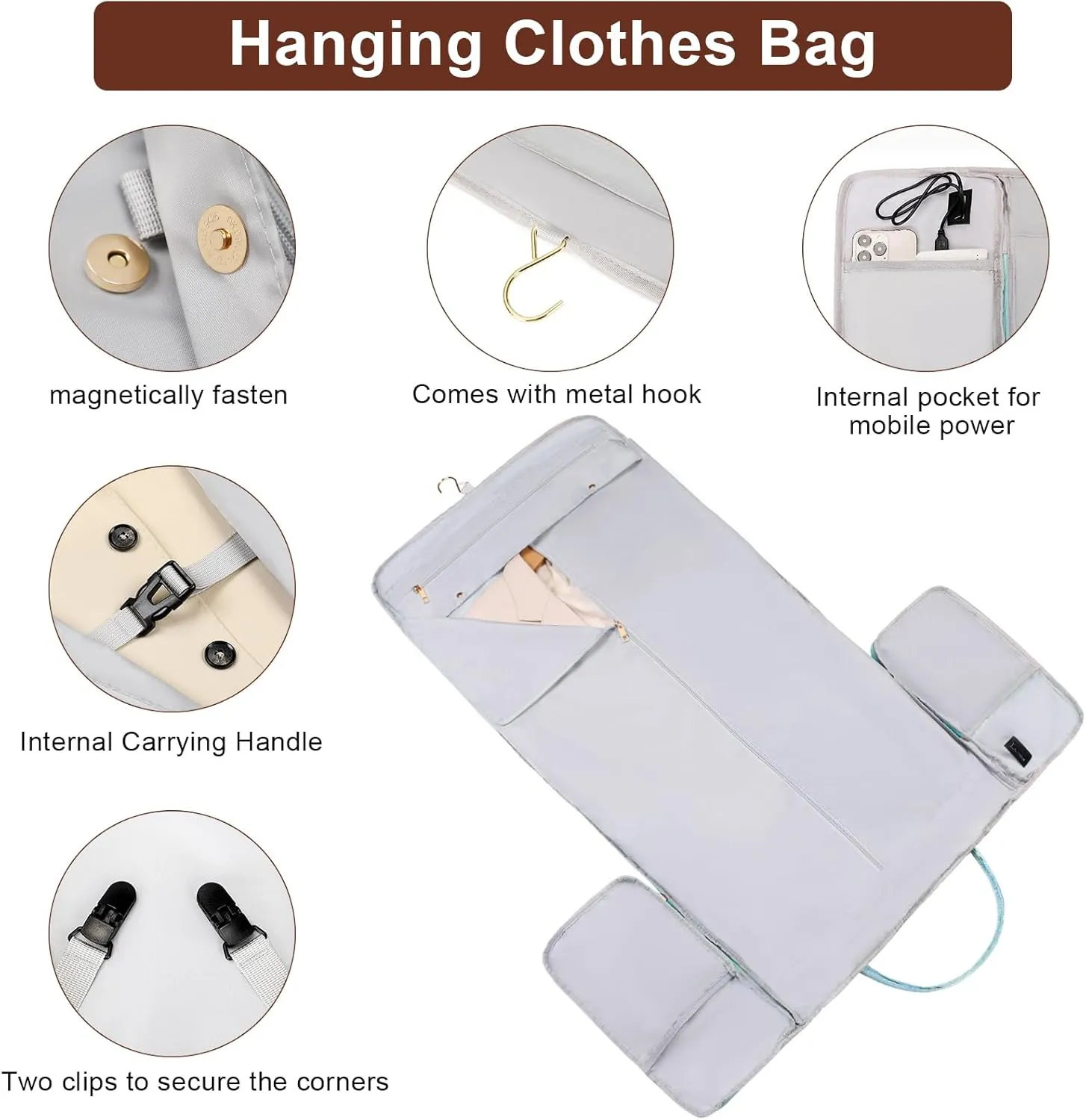 Convertible Travel Garment Bag, Carry On Garment Duffle Bag with Toiletry and Shoe bag, Garment Bags for Travel, 2 in 1 Hanging Dress Suitcase Suit Travel Bags for Women with USB Charging Port