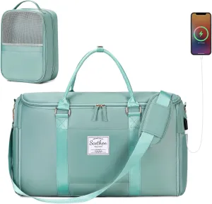 Convertible Travel Garment Bag, Carry On Garment Duffle Bag with Toiletry and Shoe bag, Garment Bags for Travel, 2 in 1 Hanging Dress Suitcase Suit Travel Bags for Women with USB Charging Port