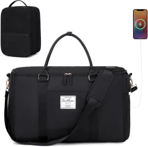 Convertible Travel Garment Bag,Carry On Garment Duffle Bag with Toiletry and Shoe bag,Garment Bags for Travel,2 in 1 Hanging Dress Suitcase Suit Travel Bags for Women with USB Charging Port