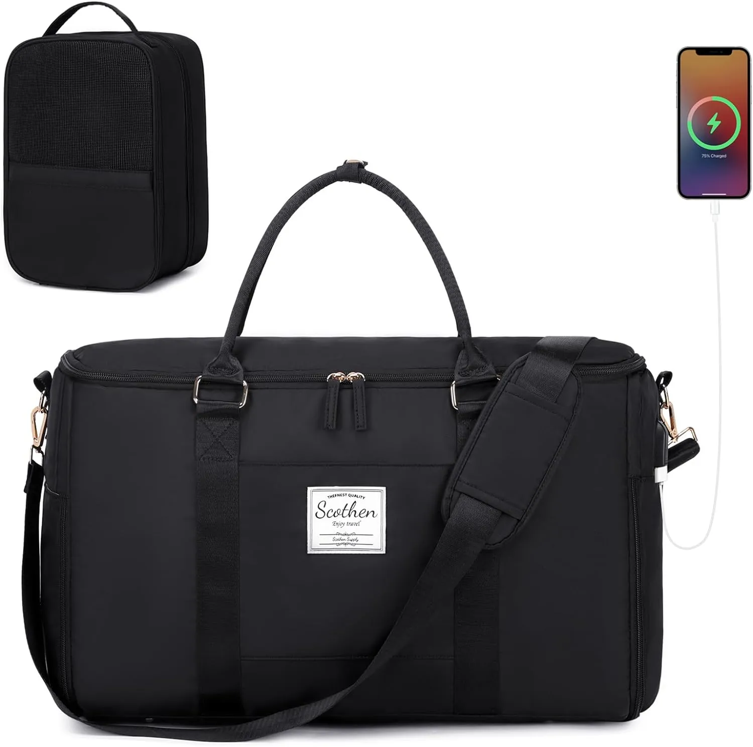 Convertible Travel Garment Bag,Carry On Garment Duffle Bag with Toiletry and Shoe bag,Garment Bags for Travel,2 in 1 Hanging Dress Suitcase Suit Travel Bags for Women with USB Charging Port