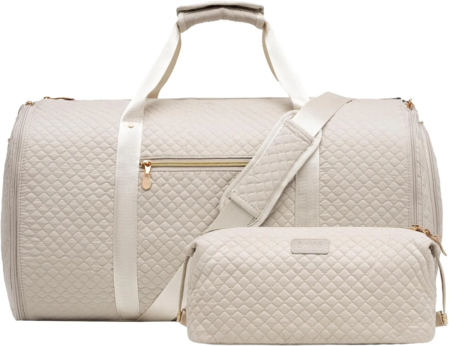 Coolife Garment Bag Carry On Convertible Travel Duffel Bag with Shoe Pouch Weekender Bag for Women Men 2 in 1 Hanging Suit Bag with Shoulder Strap Business Travel Bag (White, Standard)