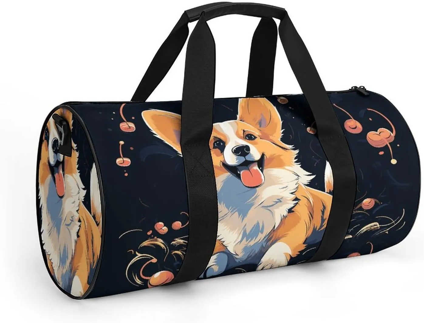 Corgi Dog on Dark Background Gym Bag Small Travel Duffle Bag with Compartment Carry On Weekender Bag for Women Men