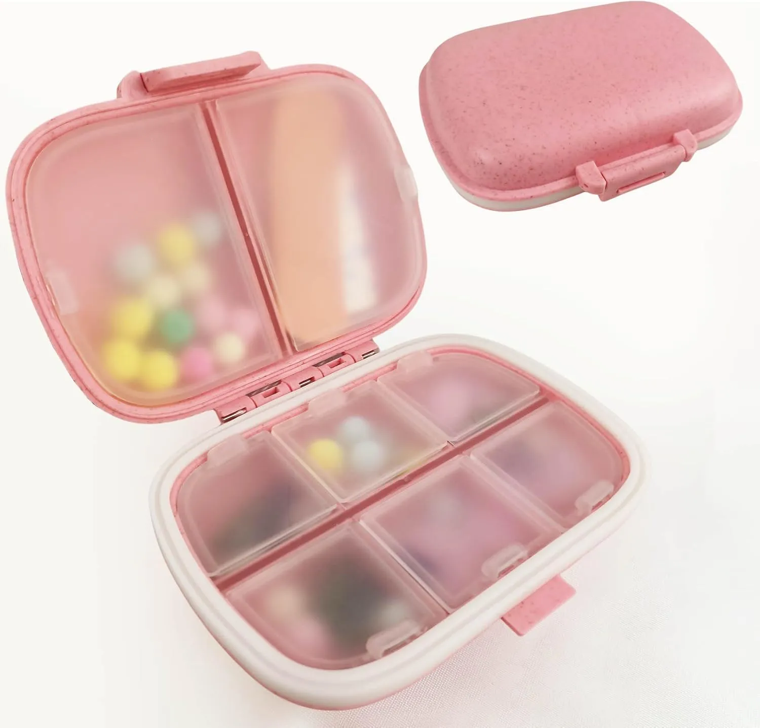COSHAYSOO Clear MEDS Letter Patch Bag with Small Pill Case Organizer for Travel Purse Pouch, Cute Medicine Dispenser Mini Medication Box Vitamin Holder Women Teen Girls Preppy Christmas Gift (Pink)