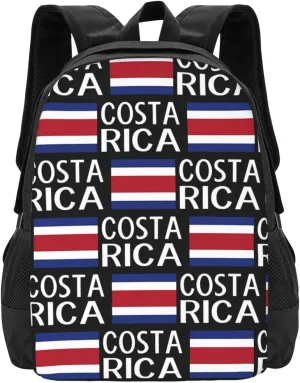 Costa Rica Flag Costa Rican Flags Casual Backpack Large Capacity Backpacks 15 Inch Laptop Back Pack Travel Rucksack Daypack Commuter Bags with Adjustable Strap for Camping