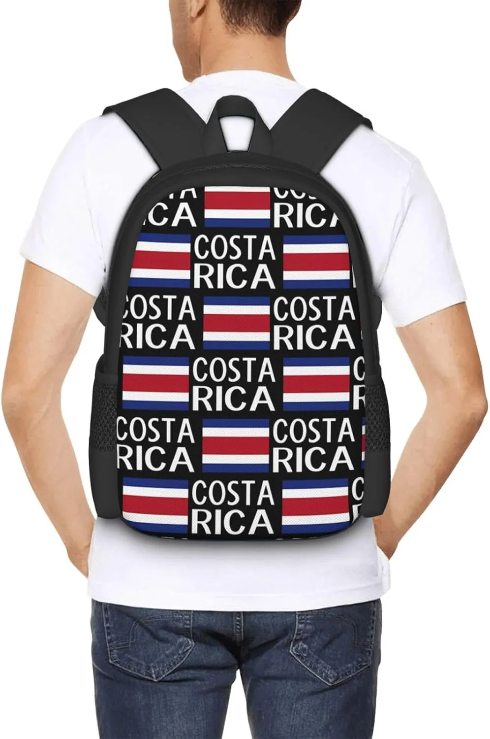 Costa Rica Flag Costa Rican Flags Casual Backpack Large Capacity Backpacks 15 Inch Laptop Back Pack Travel Rucksack Daypack Commuter Bags with Adjustable Strap for Camping