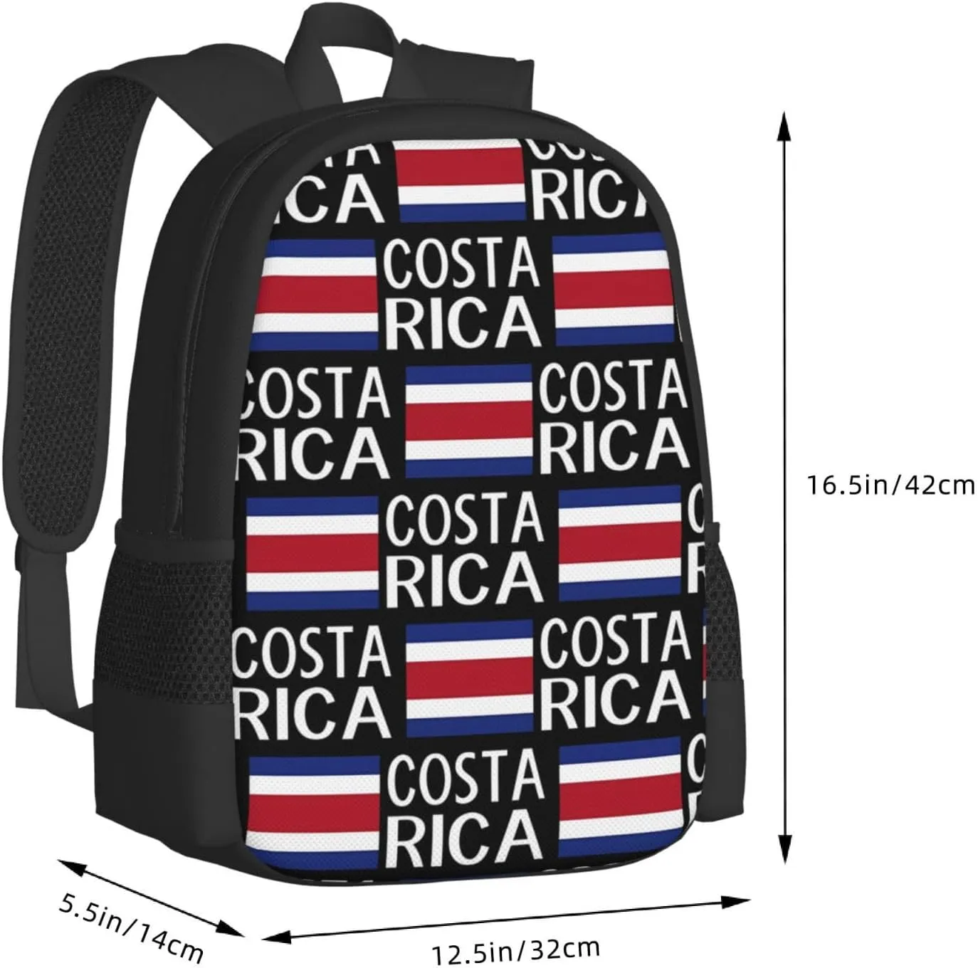 Costa Rica Flag Costa Rican Flags Casual Backpack Large Capacity Backpacks 15 Inch Laptop Back Pack Travel Rucksack Daypack Commuter Bags with Adjustable Strap for Camping