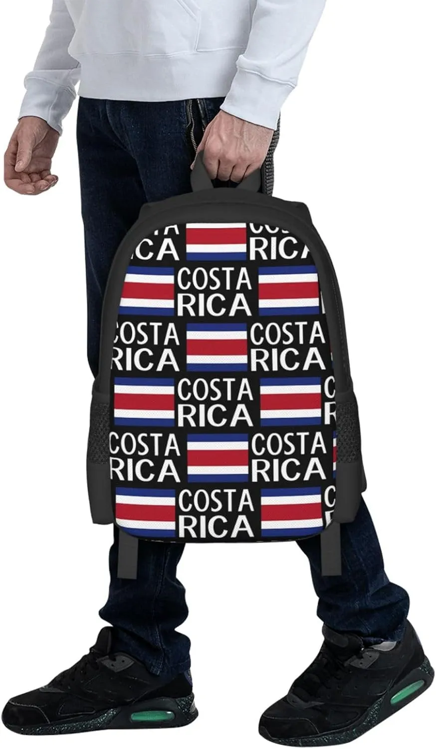 Costa Rica Flag Costa Rican Flags Casual Backpack Large Capacity Backpacks 15 Inch Laptop Back Pack Travel Rucksack Daypack Commuter Bags with Adjustable Strap for Camping