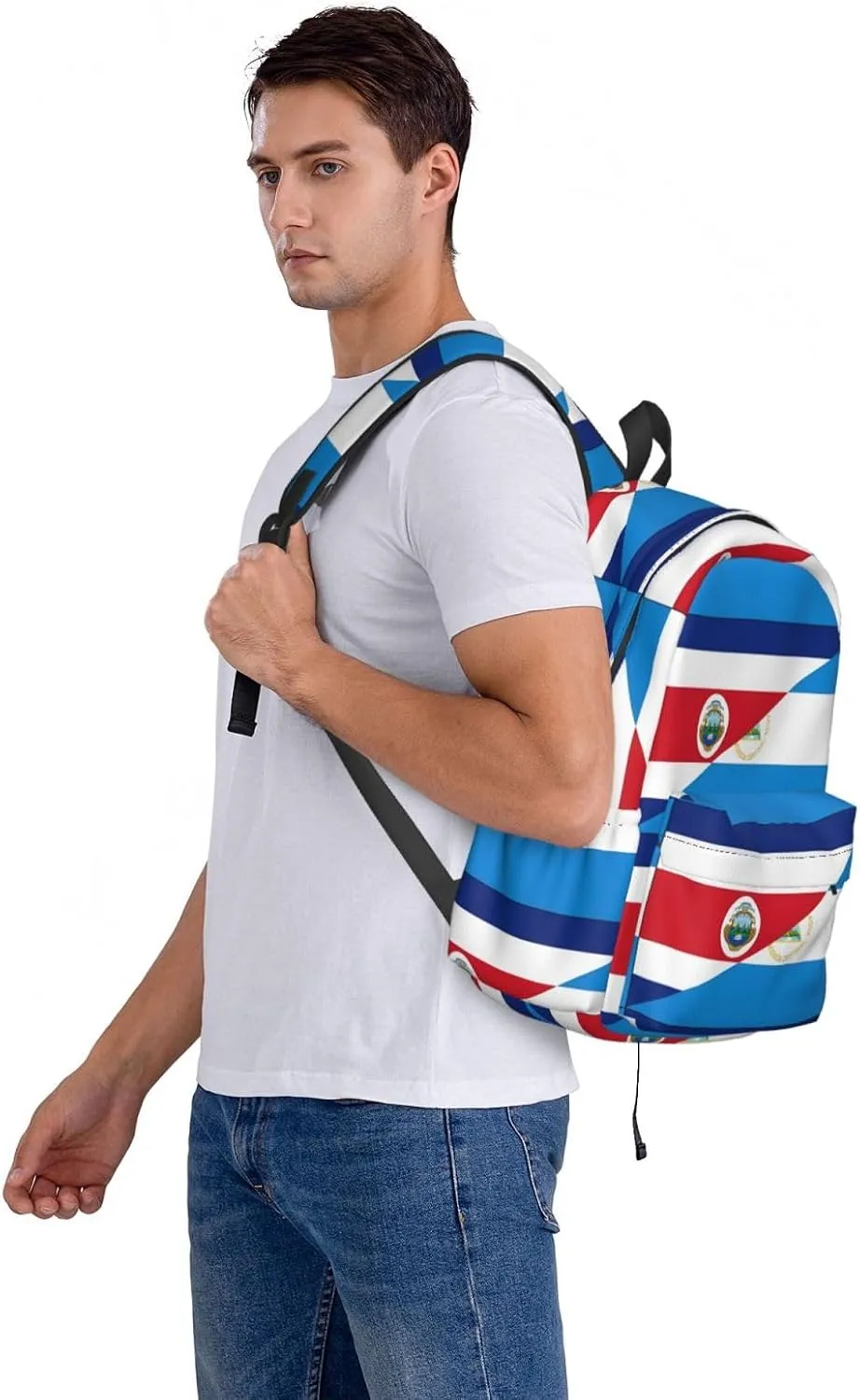 Costa Rica Nicaragua Flag Casual Backpack Large Capacity Travel Backpacks Laptop Daypack Commuter Rucksack Adjustable Strap Sports Bags for Hiking Biking
