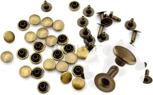 CRAFTMEMORE 200 Pack Leather Rivets Single Cap Rapid Rivet Metal Stud Fasteners Round Cap for Bag Belt Wallet Leather Craft (Antique Brass, 6MM)