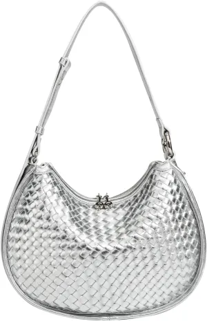 Crescent Shoulder Bag for Women, Woven Crossbody Bag, Small Clutch Purse, Hobo Tote Handbags with Detachable Straps