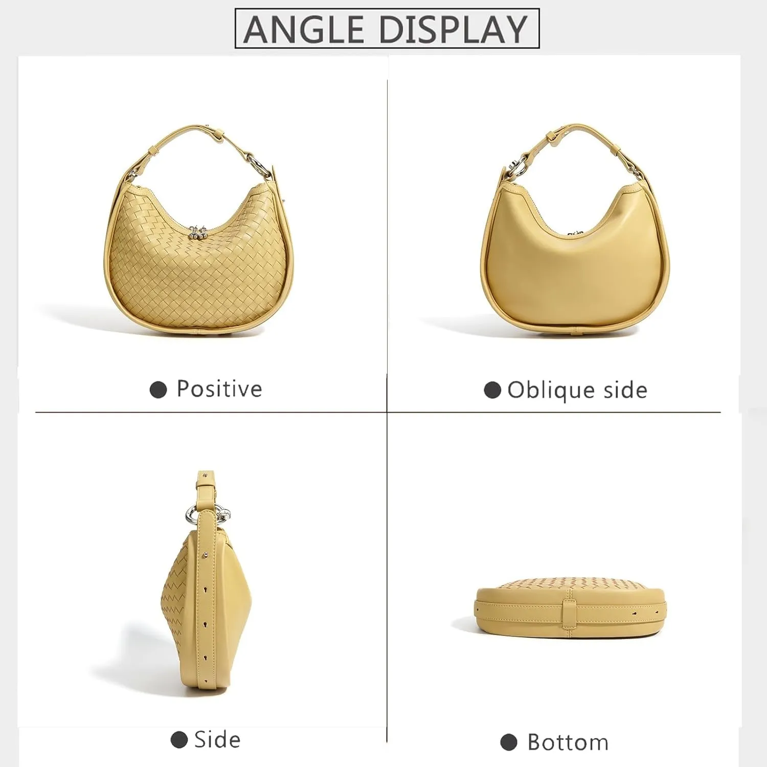 Crescent Shoulder Bag for Women, Woven Crossbody Bag, Small Clutch Purse, Hobo Tote Handbags with Detachable Straps