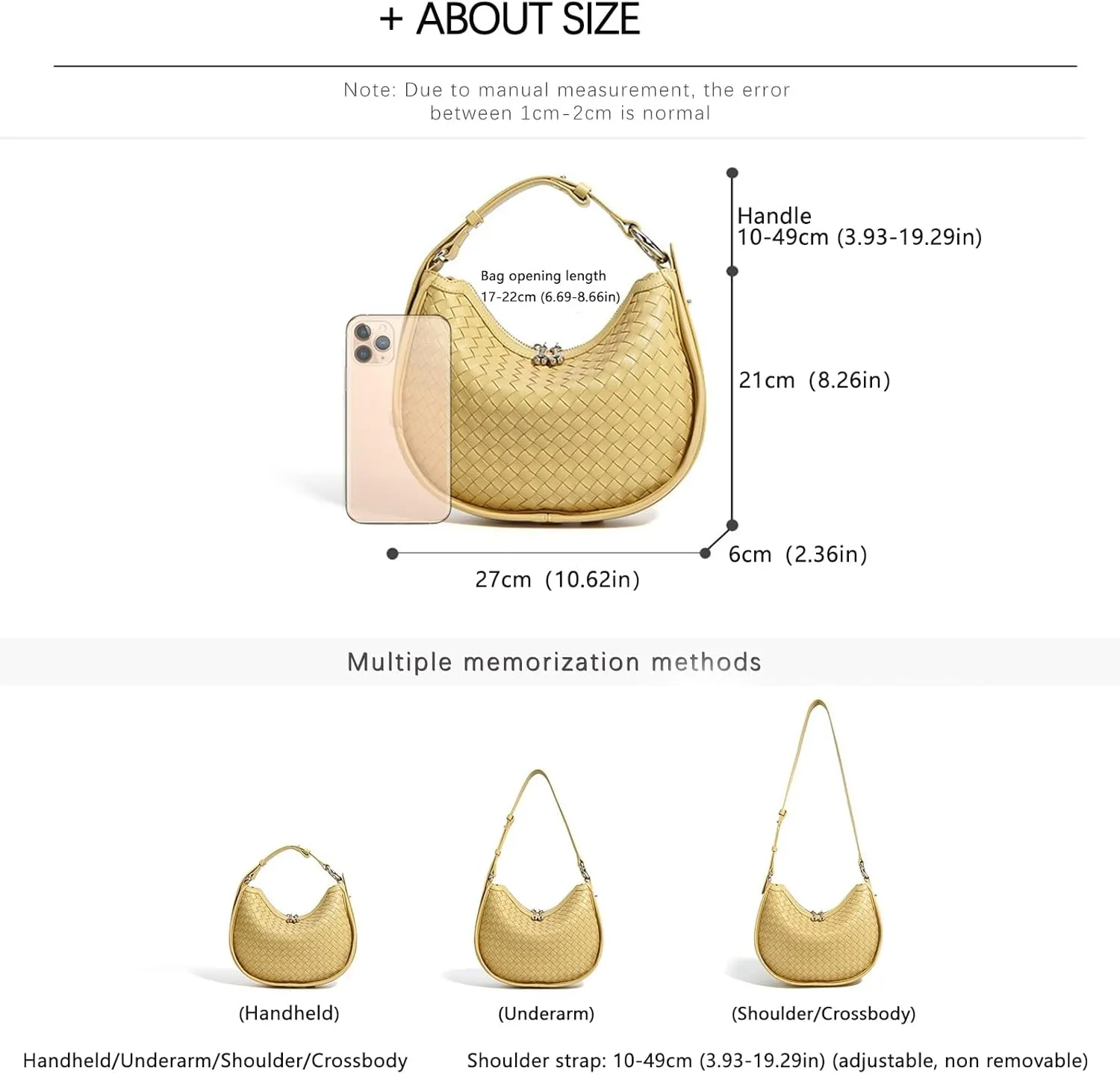 Crescent Shoulder Bag for Women, Woven Crossbody Bag, Small Clutch Purse, Hobo Tote Handbags with Detachable Straps