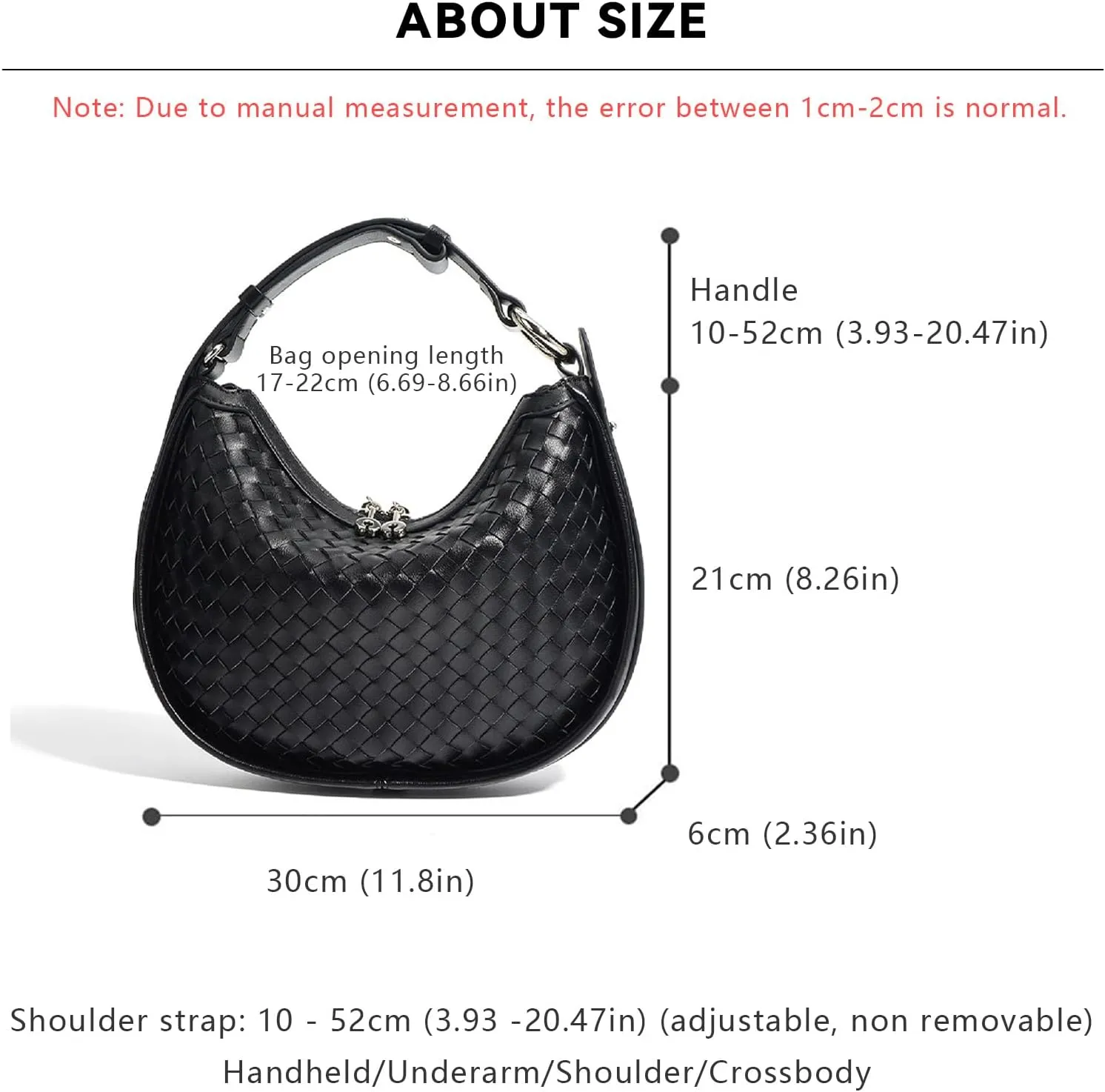 Crescent Shoulder Bag for Women, Woven Crossbody Bag, Small Clutch Purse, Hobo Tote Handbags with Detachable Straps
