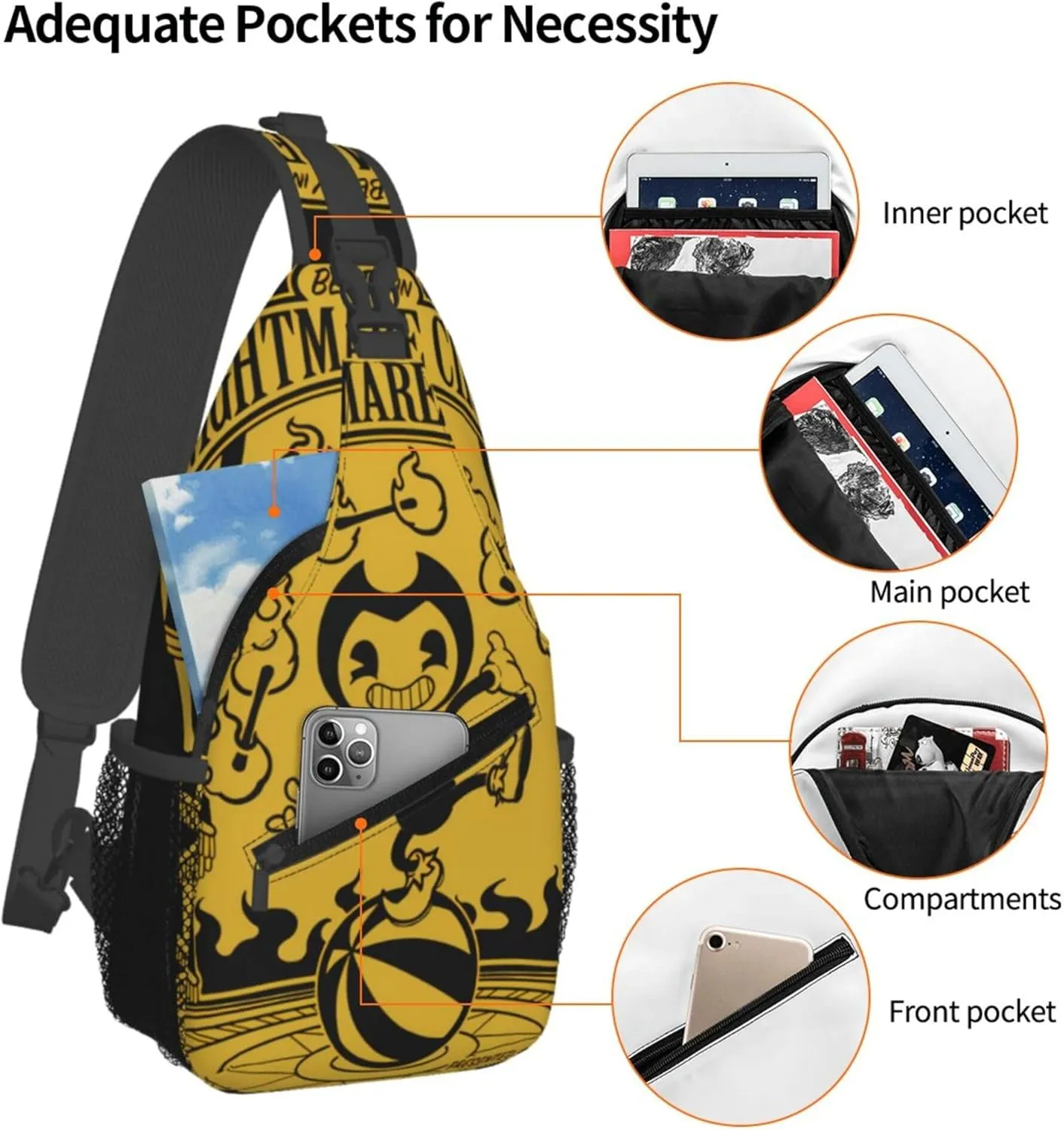 Cross Chest Bag Diagonally Sling Backpack Crossbody Ben&dy Multipurpose Shoulder Bag Travel Hiking Daypack Running Sports