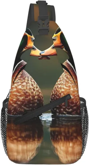 Cross Chest Bag Diagonally Sling Backpack Crossbody Shoulder Bag Beautiful reflection, animal couple portrait Branches Sling Bag Travel Hiking Daypack