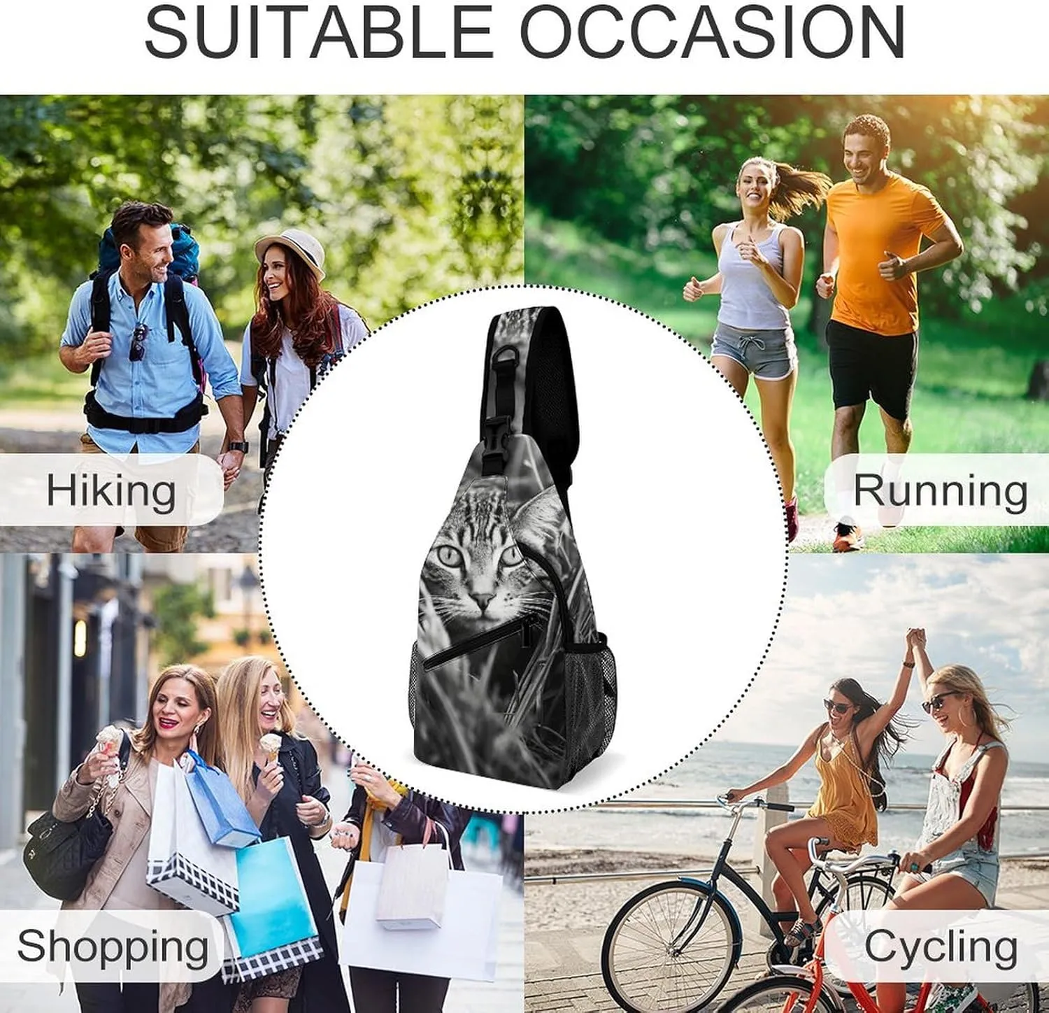 Crossbody Bag for Women Men Chest Bag White And Light Peach Sling Bag Crossbody Shoulder Bag Sling Backpack