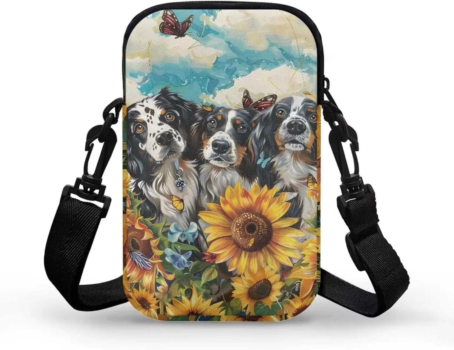 Crossbody Bag for Women Men Shoulder Bag with Double Pockets Cell Phone Wallet Purse Chest Bag