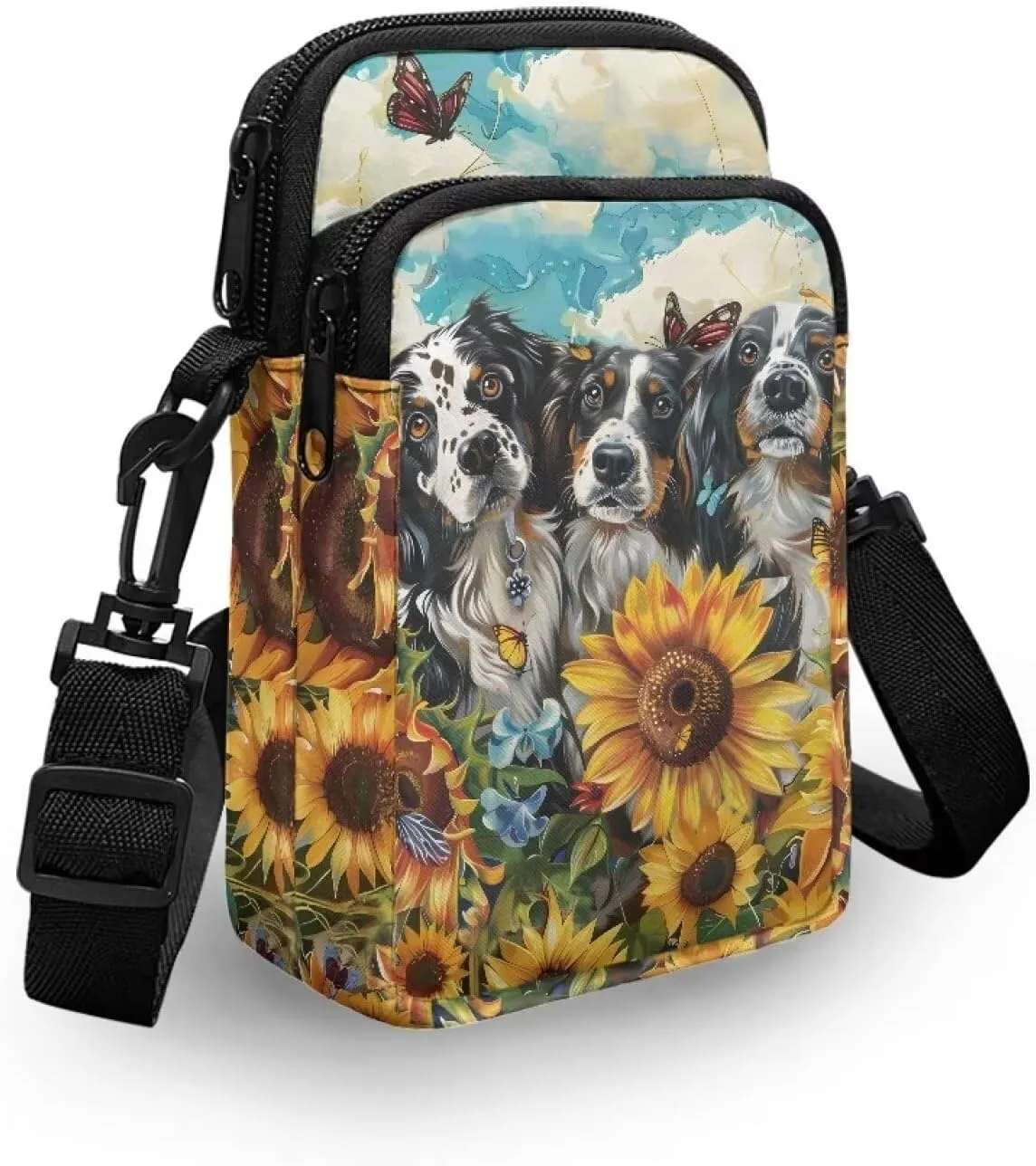 Crossbody Bag for Women Men Shoulder Bag with Double Pockets Cell Phone Wallet Purse Chest Bag