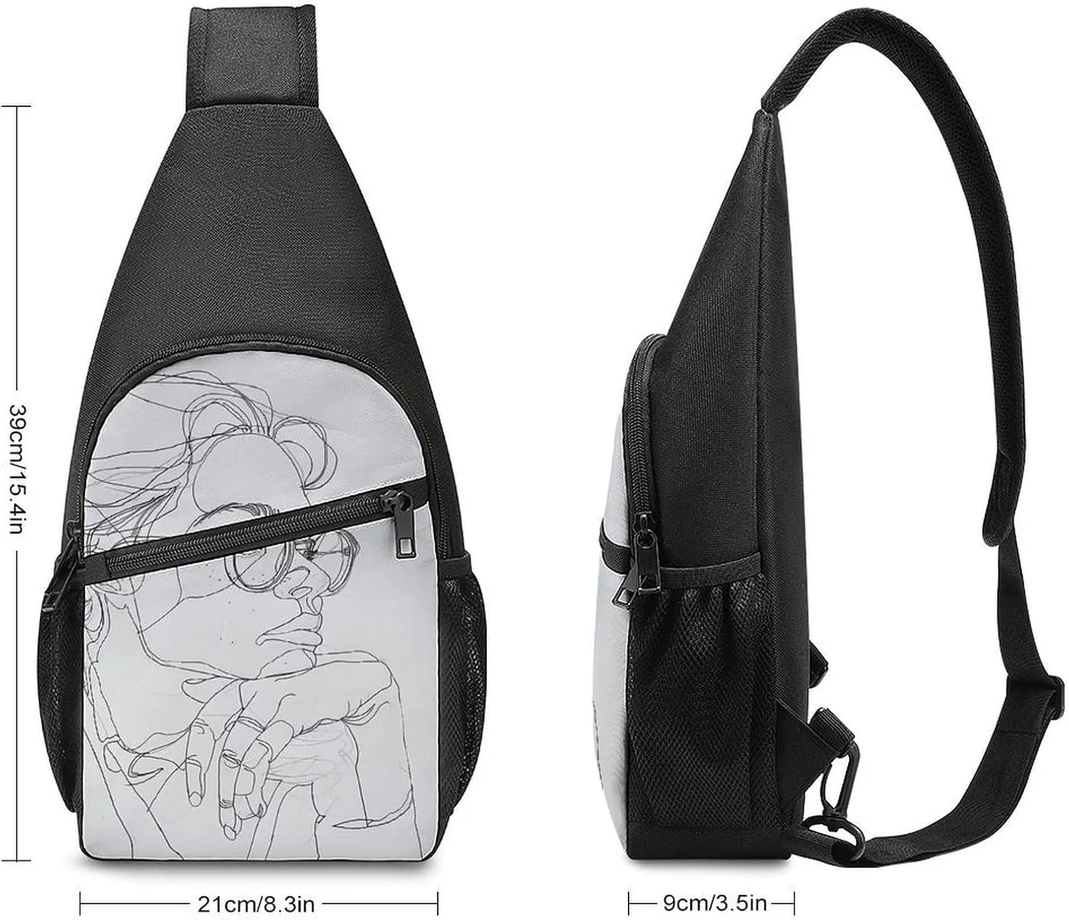 Crossbody Bag for Women Men Sling Bag White And Light Peach Chest Bag Crossbody Adjustable Shoulder Bag