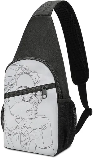 Crossbody Bag for Women Men Sling Bag White And Light Peach Chest Bag Crossbody Adjustable Shoulder Bag