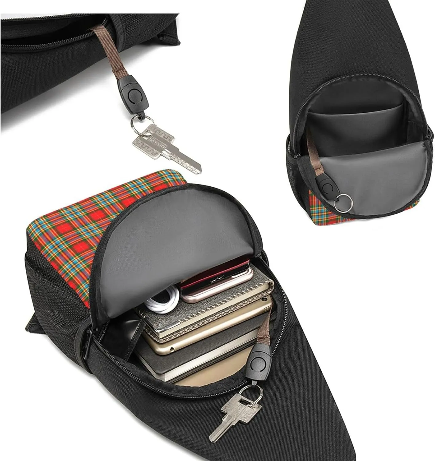 Crossbody Sling Backpack Chattan Tartan Shoulder Chest Bag Daypack for Traveling Sport
