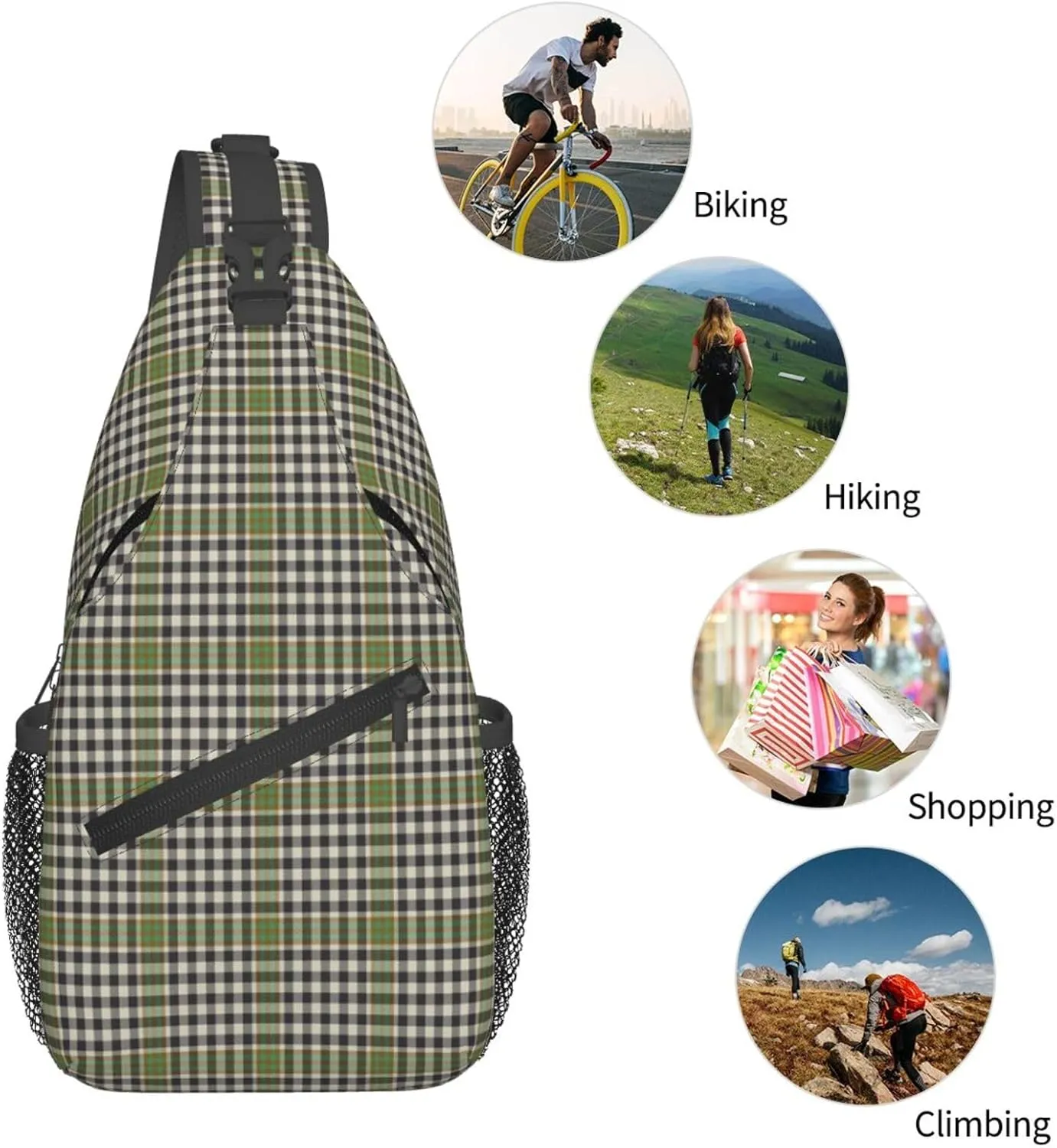Crossbody Sling Backpack Clan Burns Check Tartan Shoulder Chest Bag Daypack for Traveling Sport