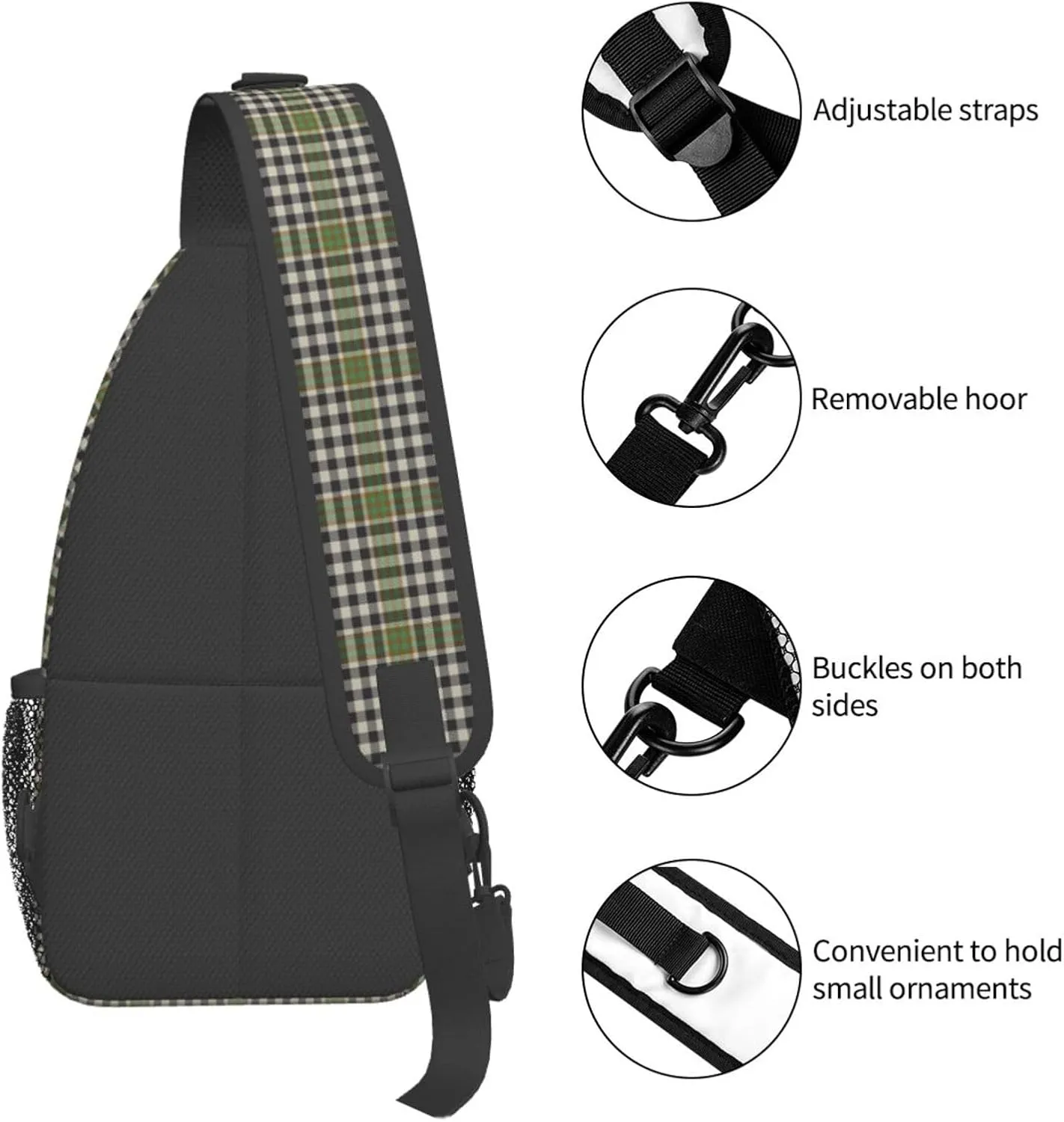 Crossbody Sling Backpack Clan Burns Check Tartan Shoulder Chest Bag Daypack for Traveling Sport