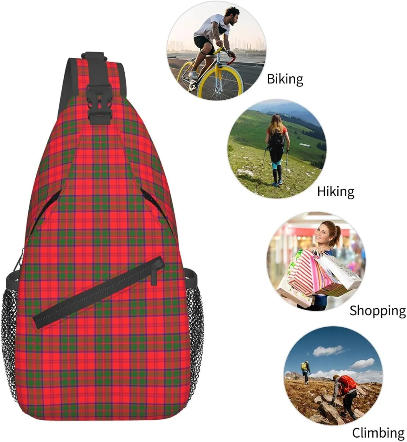 Crossbody Sling Backpack Clan Drummond Modern Tartan Shoulder Chest Bag Daypack for Traveling Sport
