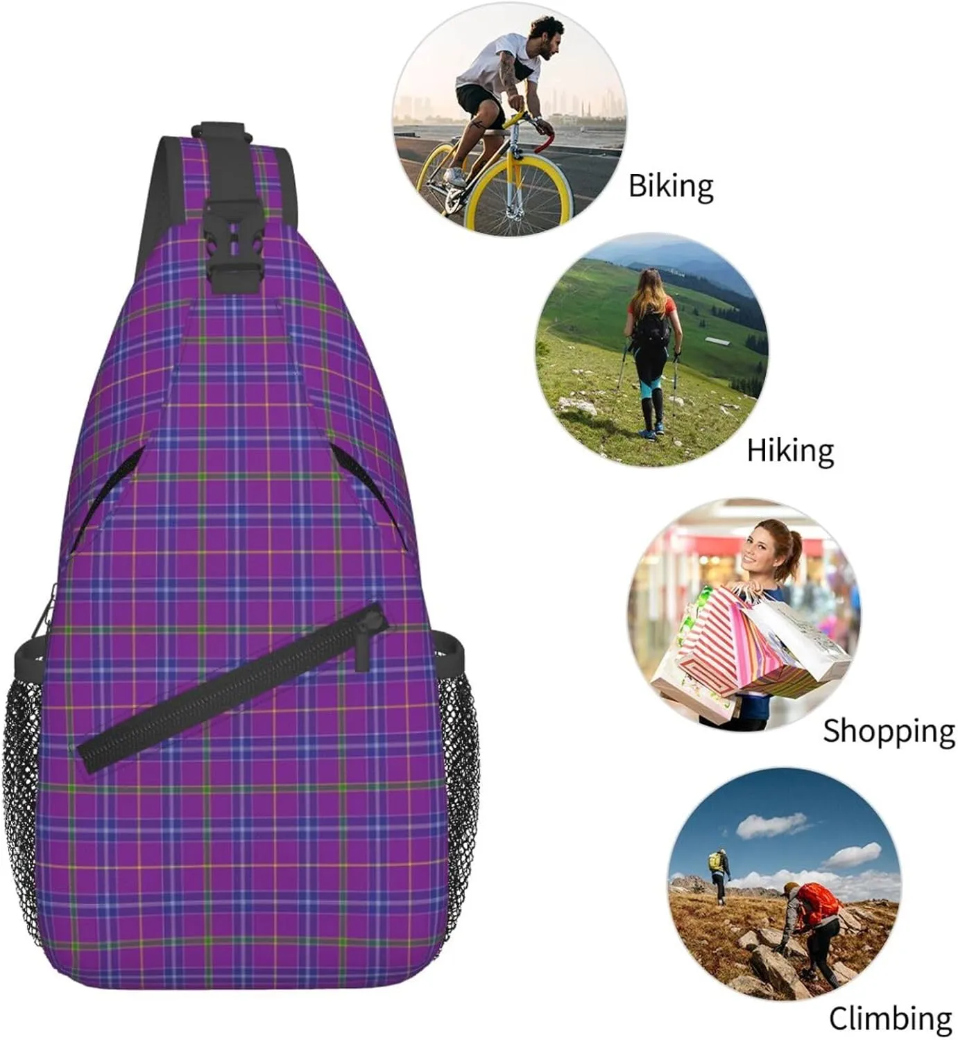 Crossbody Sling Backpack Clan Jackson Tartan Shoulder Chest Bag Daypack for Traveling Sport