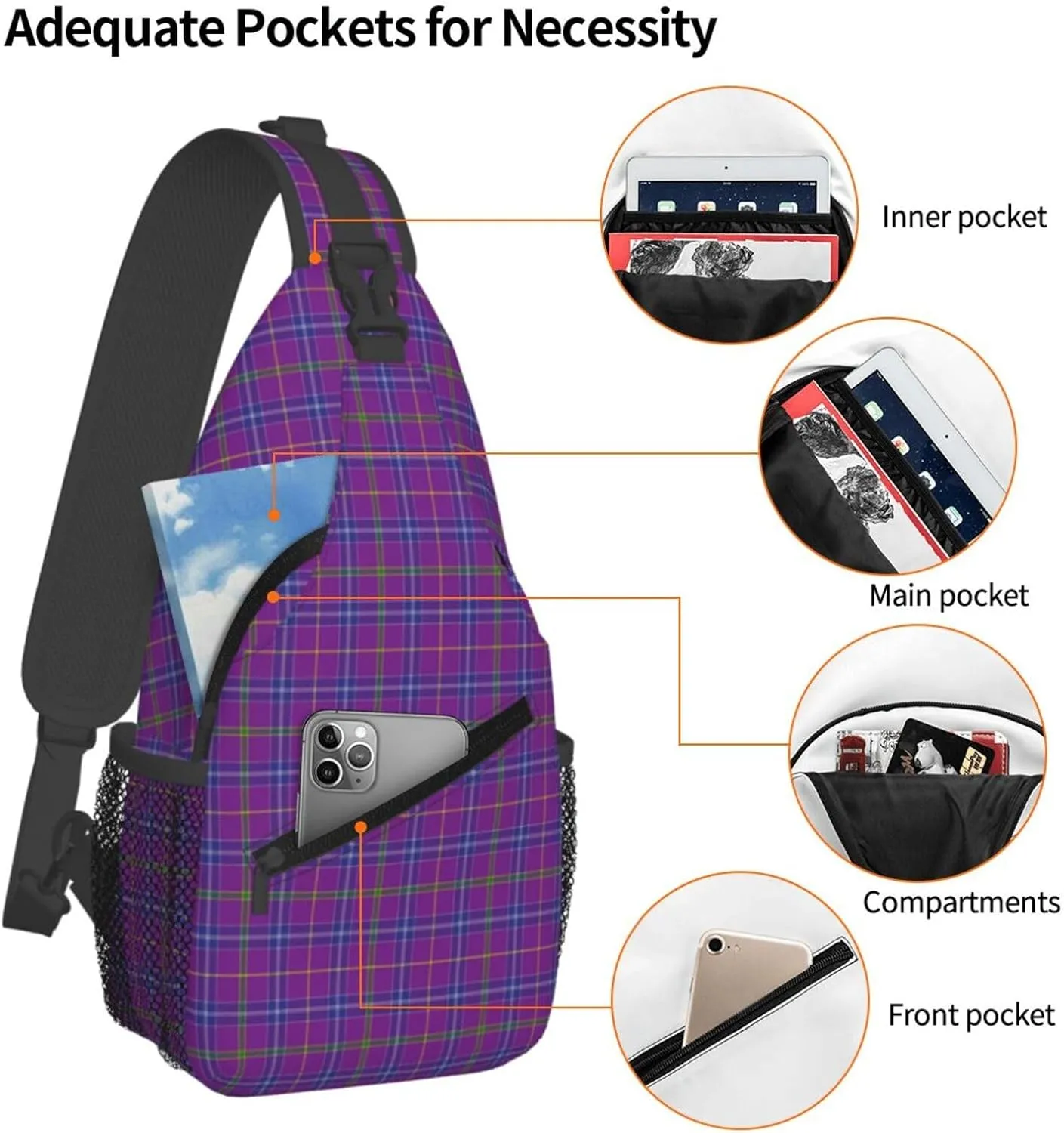Crossbody Sling Backpack Clan Jackson Tartan Shoulder Chest Bag Daypack for Traveling Sport