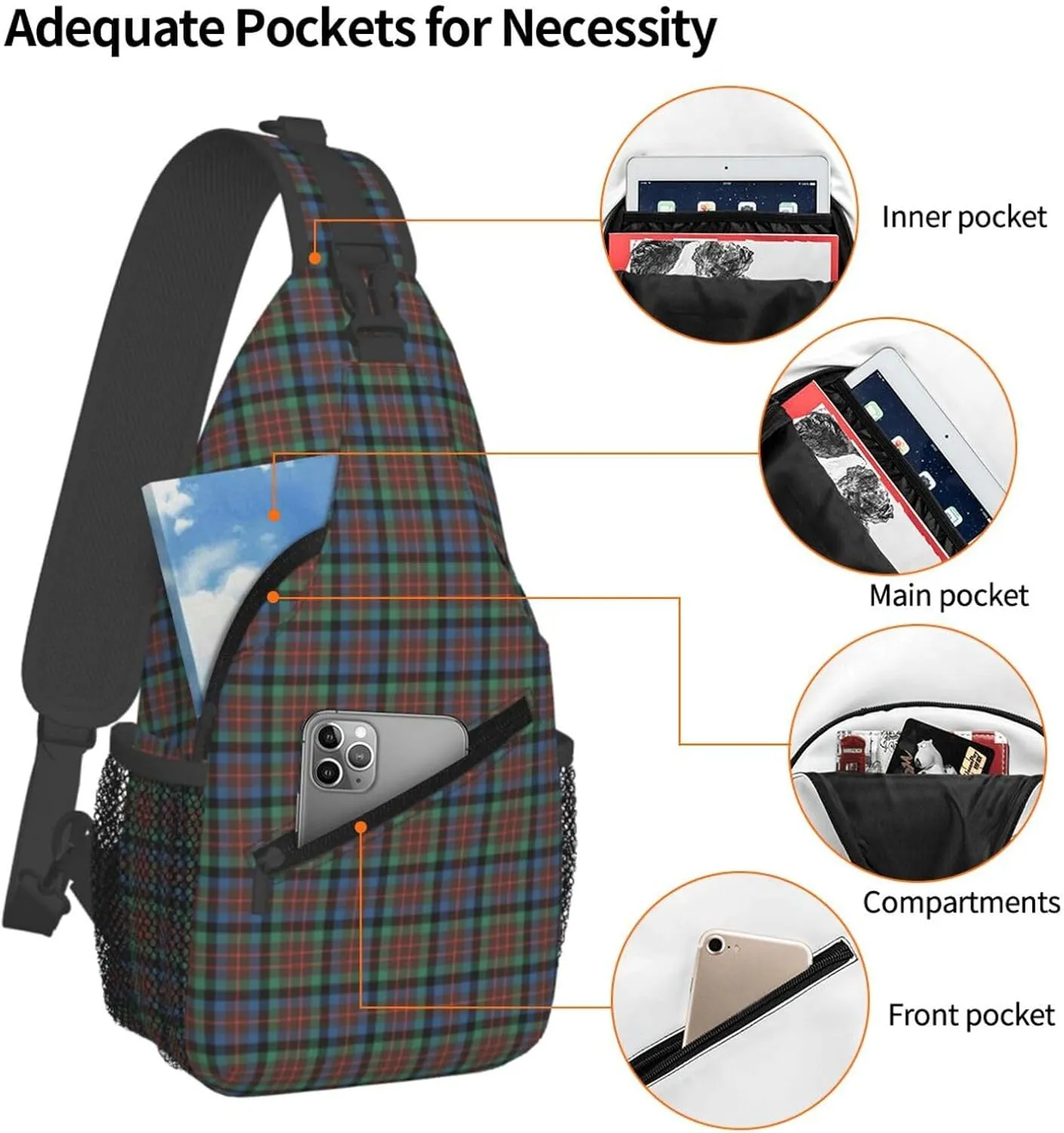 Crossbody Sling Backpack Clan MacDuff Hunting Ancient Tartan Shoulder Chest Bag Daypack for Traveling Sport