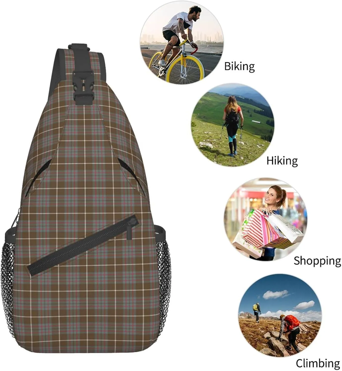 Crossbody Sling Backpack Clan MacIntyre Hunting Weathered Tartan Shoulder Chest Bag Daypack for Traveling Sport
