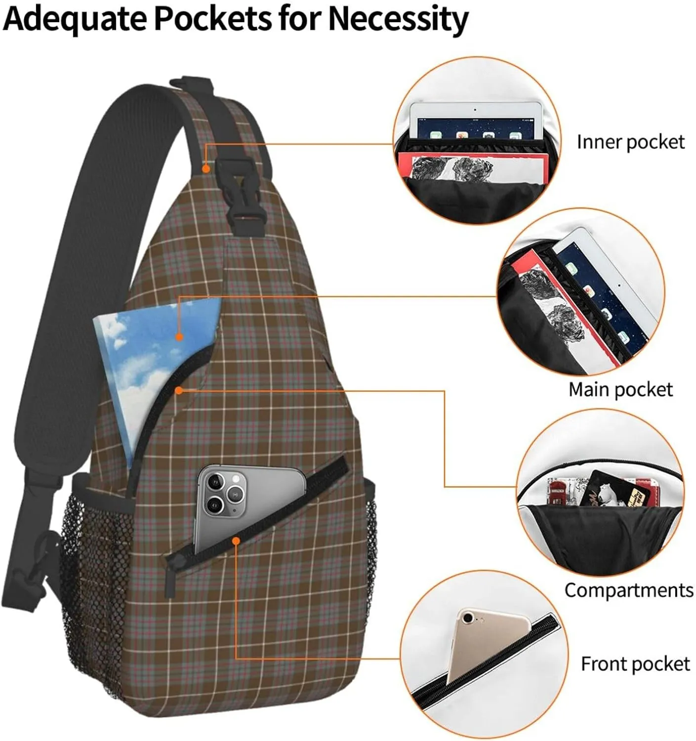 Crossbody Sling Backpack Clan MacIntyre Hunting Weathered Tartan Shoulder Chest Bag Daypack for Traveling Sport