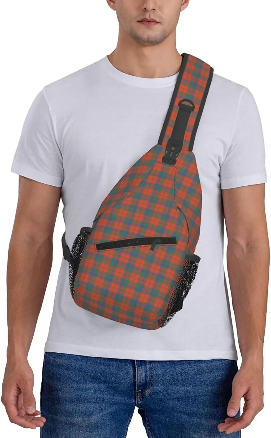 Crossbody Sling Backpack Clan Robertson Ancient Tartan Shoulder Chest Bag Daypack for Traveling Sport
